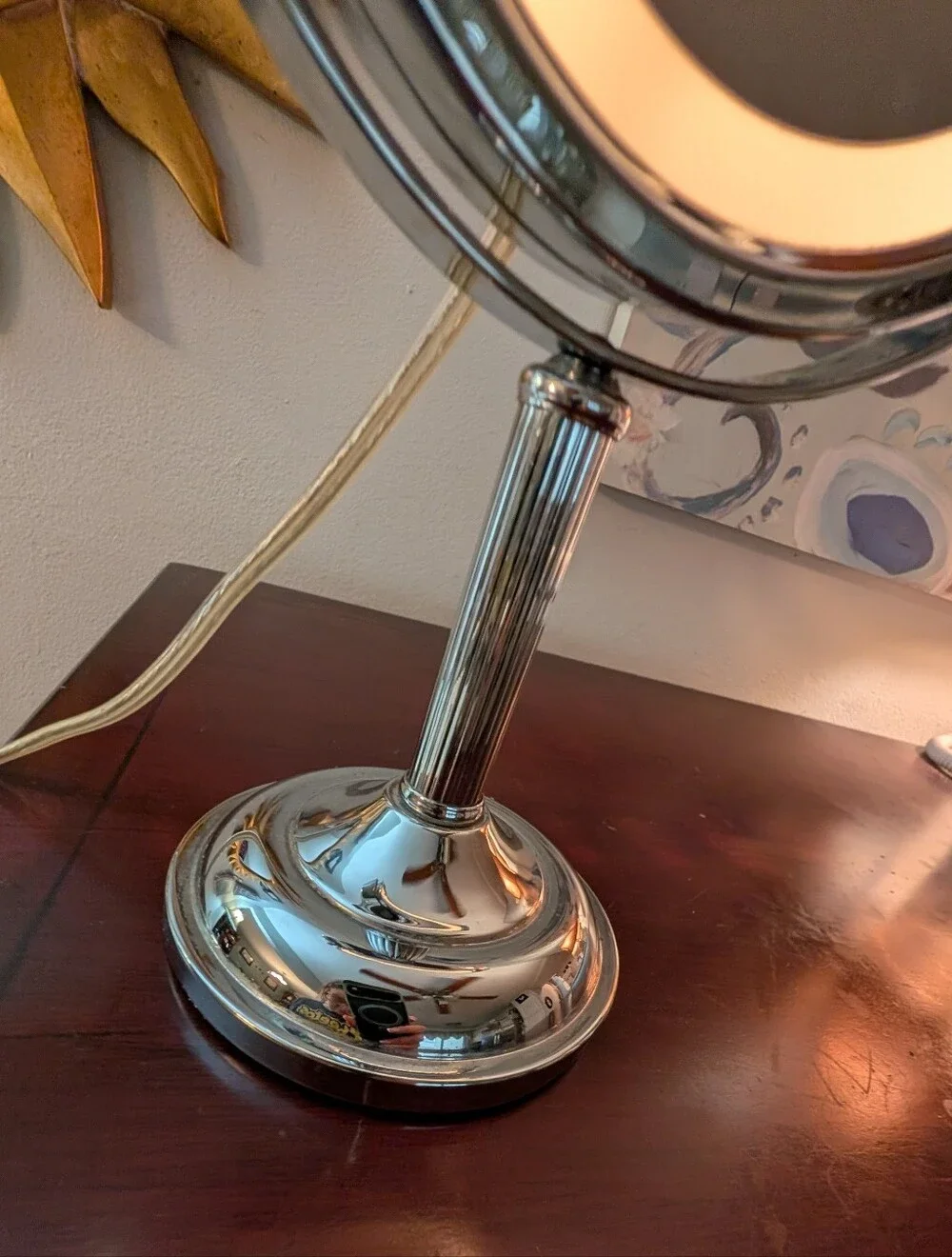 Jerdon Magnifying Chrome Lighted Vanity Mirror White Adjustable 25 Watt Bulb